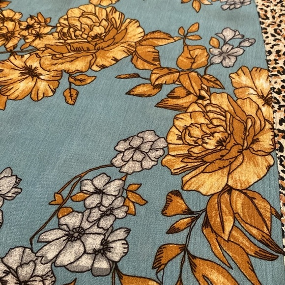 Anthropologie Andersen & Lauth Kimono Open Front Duck Egg Blue Floral Animal OS - Picture 8 of 9